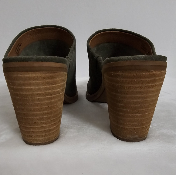Splendid Olive Genuine Suede Slip-On Roberta Stacked Heel Mules - Picture 7 of 14